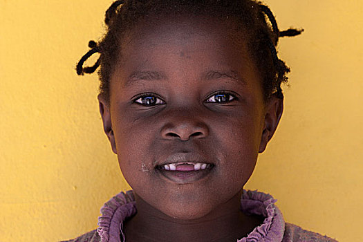 纳米比亚人,女孩,牙齿,间隙,头像,纳米比亚,非洲