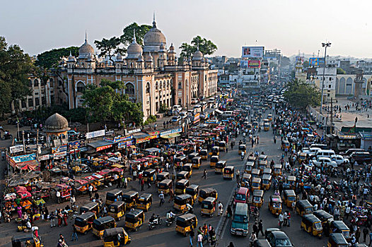 风景,查尔米纳尔,忙碌,道路,海得拉巴,安得拉邦,印度,亚洲