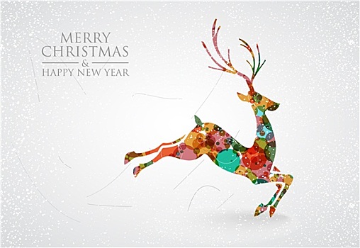 圣诞快乐,彩色,驯鹿,贺卡