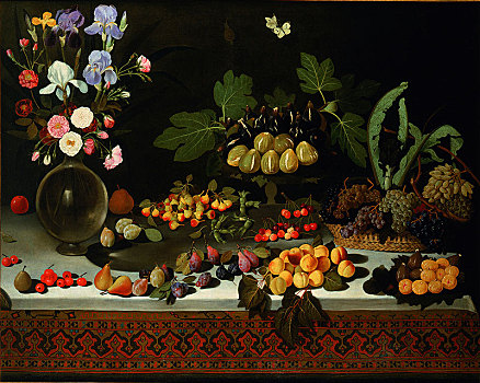 花,水果,桌子,艺术大师,哈特福德,早