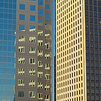 摩天大楼,反射,市中心,曼尼托巴,加拿大