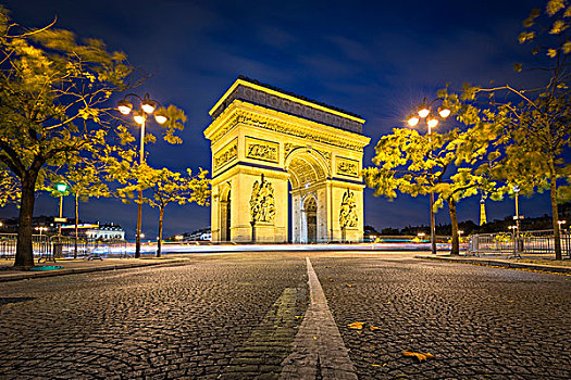 拱形,巴黎,秋天,夜晚