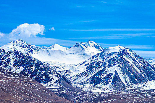 新疆,雪山,山脉,蓝天,白云