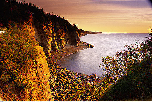 日出,岬角,愤怒,芬地湾,新布兰斯维克,加拿大