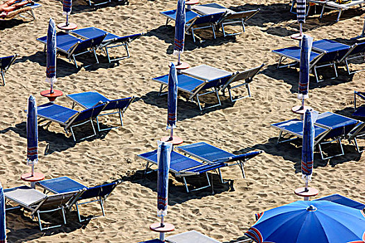 伞,空,太阳,躺椅,海滩,卡奥莱,亚德里亚海,意大利