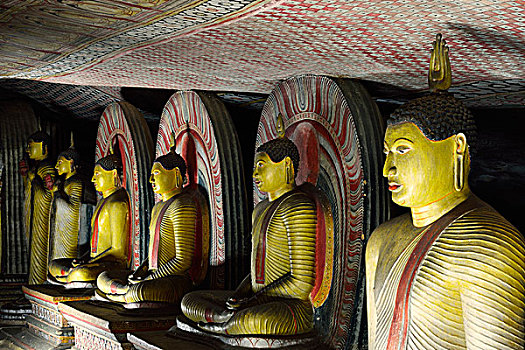 佛像,壁画,一个,洞穴,庙宇,金庙,印度,世界遗产,丹布勒,中央省,斯里兰卡,亚洲