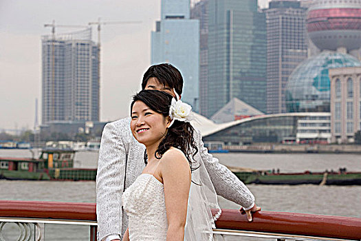 新婚,伴侣,外滩,上海,中国