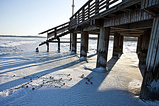 北戴河,大雪,雪后,海滨,浅水湾,对比,鲜艳,吸引,洁白,冬季,寒冷