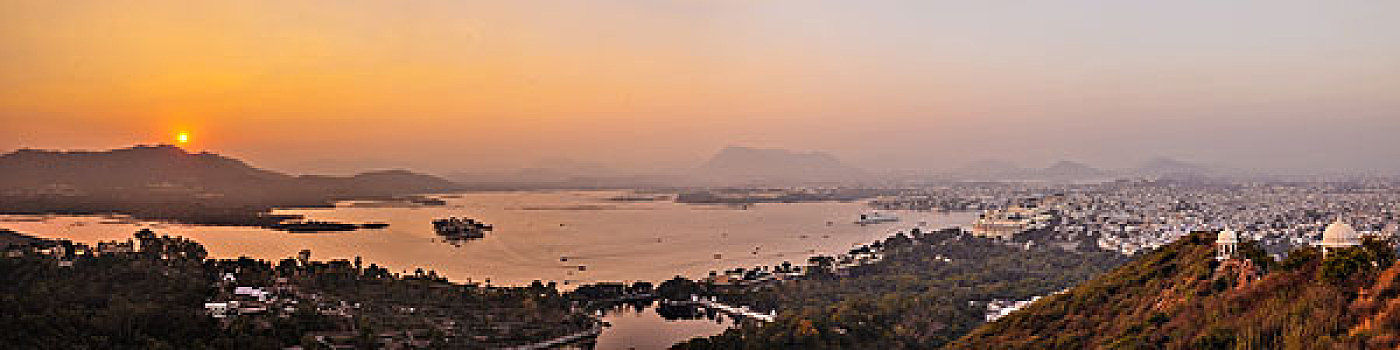 全景,图像,乌代浦尔,湖,皮丘拉,印度