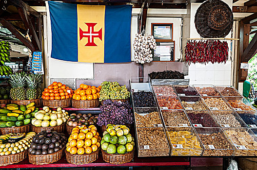 葡萄牙,马德拉岛,丰沙尔,特色,水果,蔬菜,花,市场