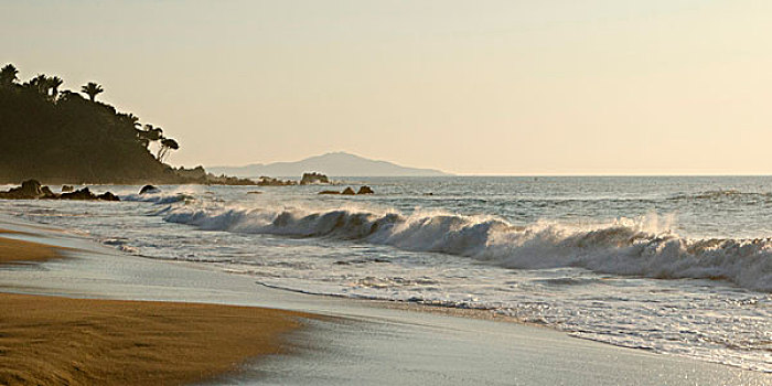 波浪,海滩,墨西哥