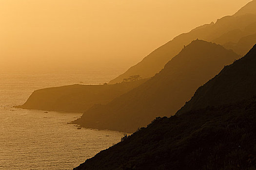 加利福尼亚,大,海岸线,日落