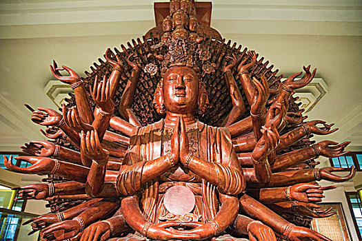 越南,河内,国家,历史,博物馆,深红色,镀金,木质,雕塑,女神