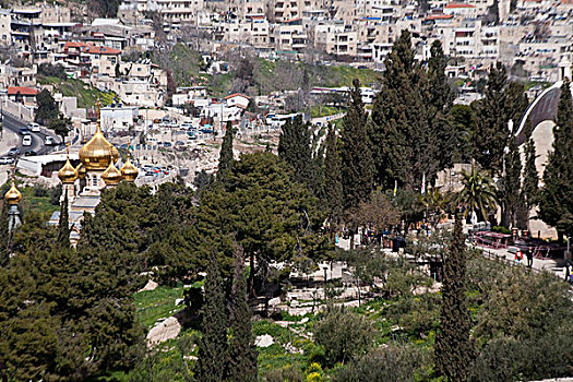 教堂,斜坡,攀升,橄榄,耶路撒冷,以色列