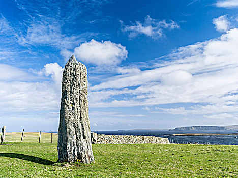 站立,石头,昂斯特,岛屿,设得兰群岛,苏格兰,大幅,尺寸