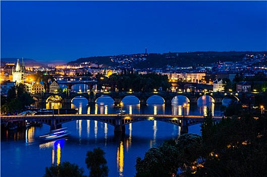 风景,上方,伏尔塔瓦河,桥,布拉格