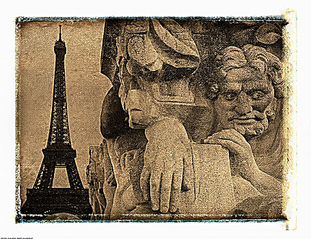 雕塑,埃菲尔铁塔,巴黎,法国