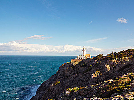 灯塔,沿岸,石头,马略卡岛,巴利阿里群岛,西班牙