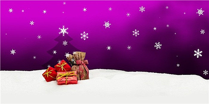 圣诞节,背景,圣诞树,礼物,粉色,雪