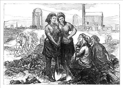 工作,女孩,煤矿,迟,19世纪