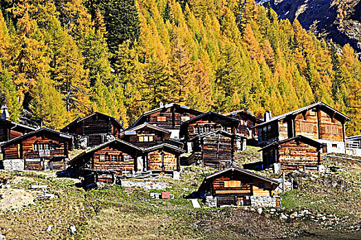 瑞士,瓦莱,木房子