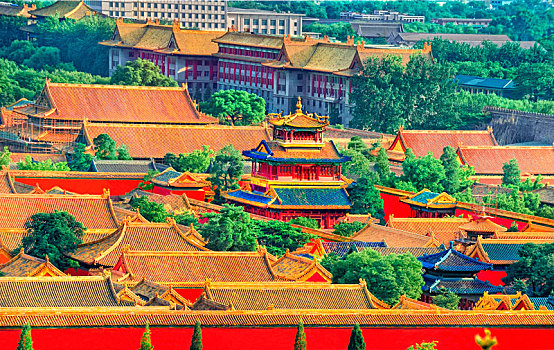 俯视北京故宫西六宫宫殿群