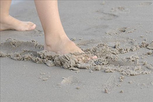 沙,脚,海滩