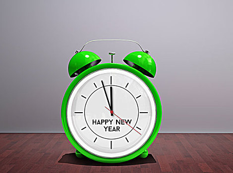 新年快乐,绿色,闹钟
