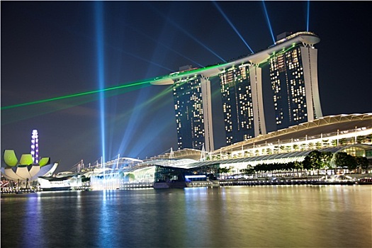 码头,湾,雷射,展示,新加坡