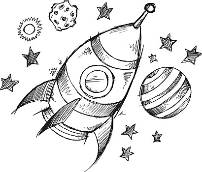 火箭,太空,涂写,素描,矢量