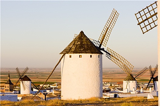 风车,草原,西班牙