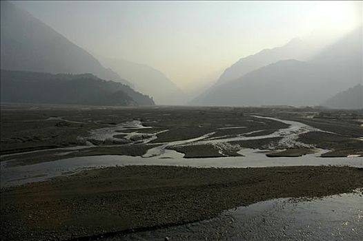 模糊,山谷,靠近,安娜普纳地区,尼泊尔