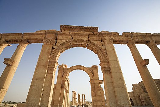 叙利亚,世界遗产,柱廊,雄伟,拱形