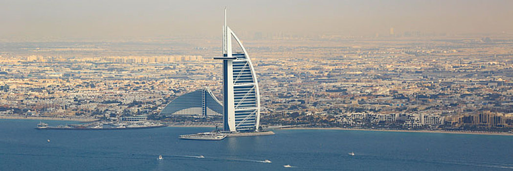 迪拜,帆船酒店,全景,船,俯视,航拍
