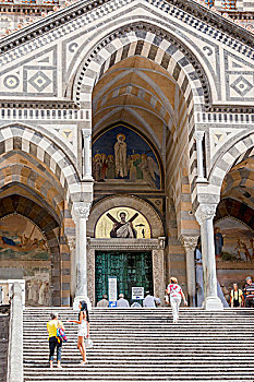 特写,建筑,拱形,入口,历史,阿马尔菲,大教堂,省,萨勒诺,意大利