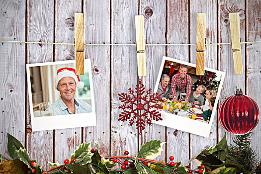 合成效果,图像,悬挂,圣诞节,照片,厚木板