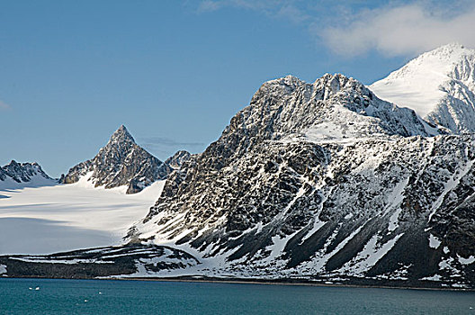 挪威,斯瓦尔巴群岛,斯匹次卑尔根岛,崎岖,景色,结冰,风景