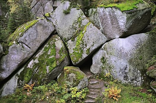 石头,台阶,洞穴,斐克特高原,巴伐利亚,德国