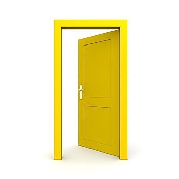 打开,一个,黄色,门