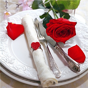 浪漫,红玫瑰,桌面布置