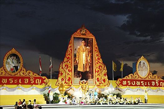雄伟,照片,国王,泰国,上方,庆贺,生日,曼谷