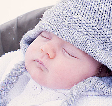 婴儿,睡觉,穿,针织帽,头像