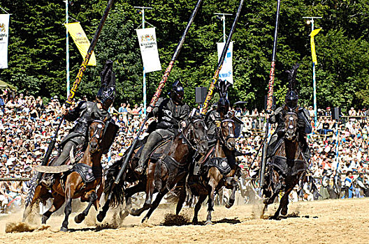 四个,黑色,骑,马,锦标赛,凯尔登堡,上巴伐利亚,巴伐利亚,德国,欧洲