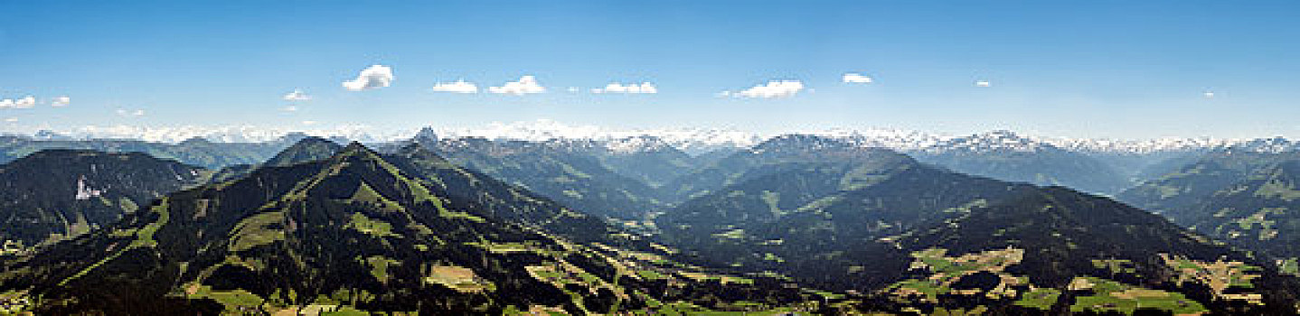 阿尔卑斯山,夏天,全景,提洛尔,奥地利,欧洲