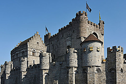 康特城堡,中心,根特,佛兰德斯,比利时,欧洲