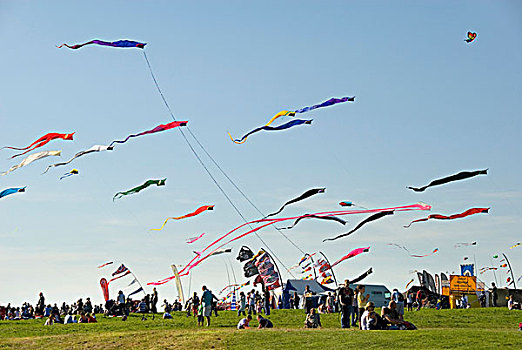 流动,风筝,旗帜,国际,节日,布里斯托尔,英格兰,英国,欧洲