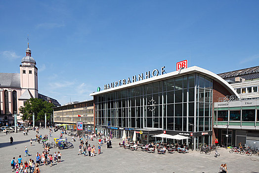 中央车站,教堂,车站,前院,科隆,北莱茵威斯特伐利亚,德国,欧洲