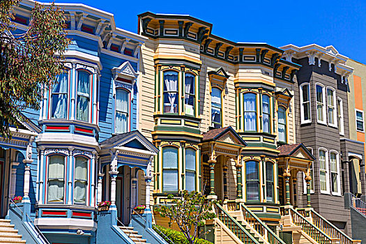 旧金山,维多利亚式房屋,太平洋,高度,加利福尼亚