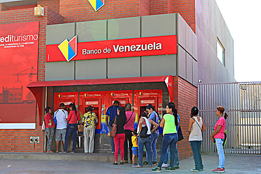 委内瑞拉,钱,问题,人,等待,银行