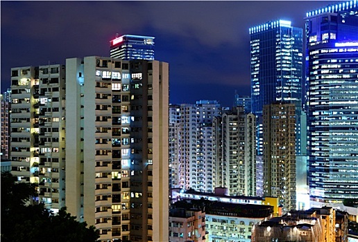 香港,公寓楼,夜晚
